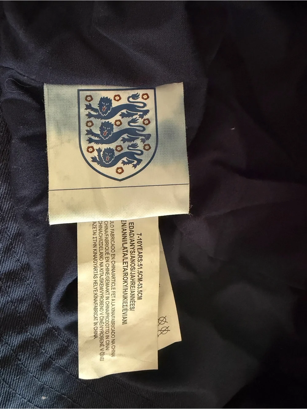 England Football Three Lions Navy Bucket Hat Kids 7-10 Years Soccer FIFA Style